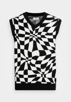 YOURTURN Distorted Check Vest Unisex - Jumper - Black/White -Yourturn Sales Store 0c905aaa1f764777bb0751bb5f4242ae