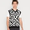 YOURTURN Distorted Check Vest Unisex - Jumper - Black/White