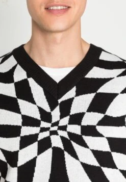 YOURTURN Distorted Check Vest Unisex - Jumper - Black/White -Yourturn Sales Store 7dcb994c98d14ce7a38fa74356cb62c7