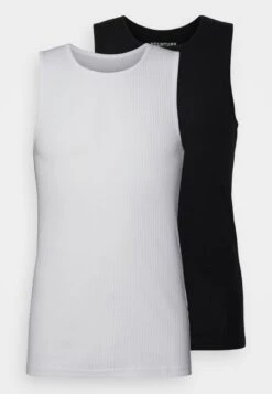 YOURTURN Slim Fit Ribbed Tank Unisex 2 Pack- Top - White/Black -Yourturn Sales Store 9bef1e2c291b408494d2cd2eeb9b8cc1