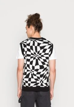 YOURTURN Distorted Check Vest Unisex - Jumper - Black/White -Yourturn Sales Store b039e6683b6846d79acd1f15c36fae0f