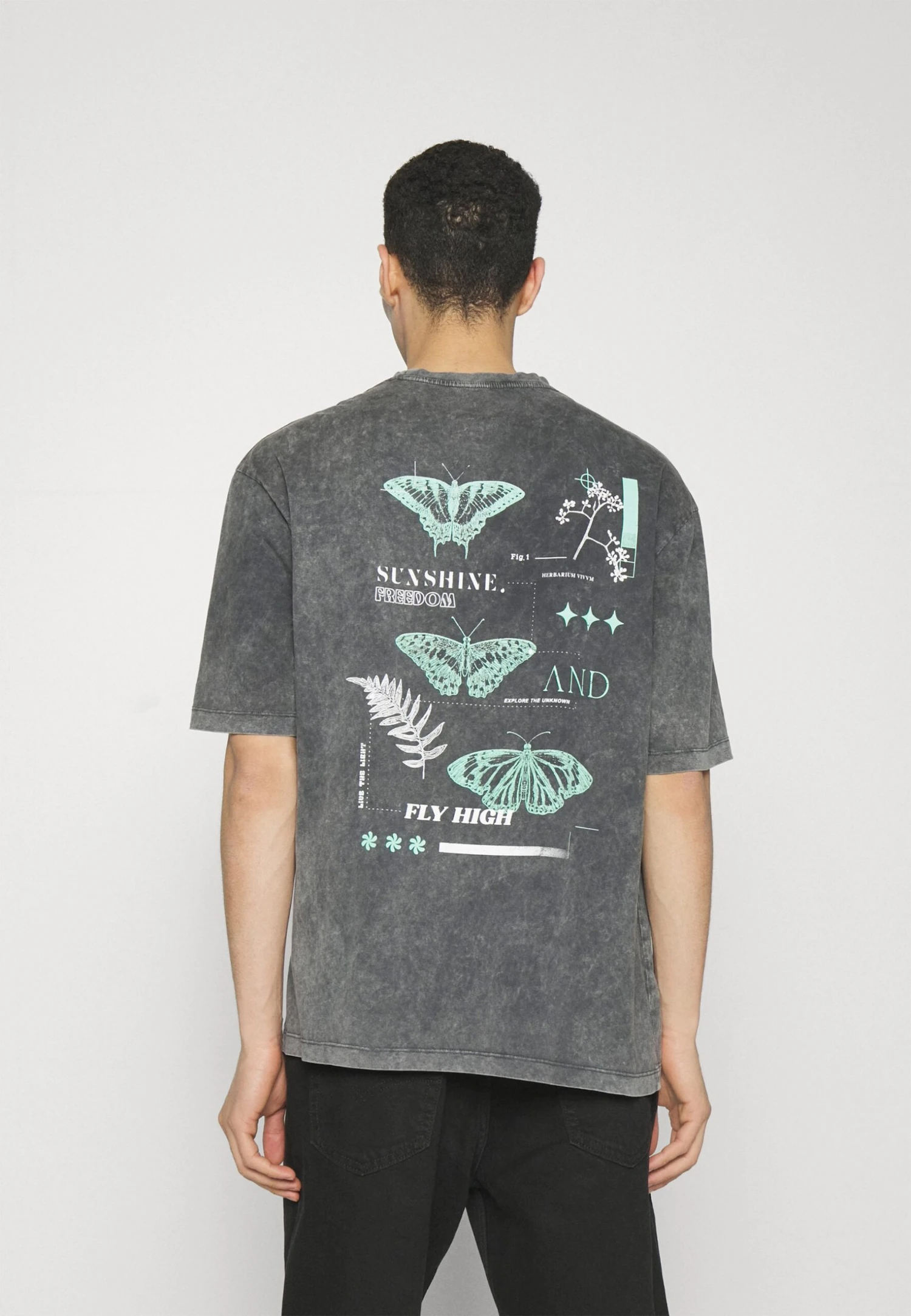 YOURTURN Unisex - Print T-Shirt - Mottled Black 3 YOURTURN Unisex - Print T-Shirt - Mottled Black