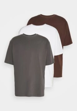 YOURTURN 3Pack Unisex - Basic T-Shirt - White/Dark Grey /Dark Brown -Yourturn Sales Store e4b5771656f64562bba5125910df7882